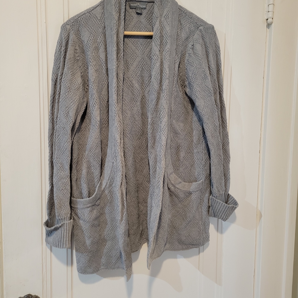 Market & Spruce Light Gray Textured Teddy Jacket